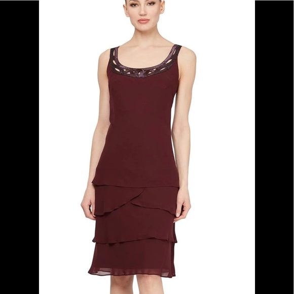 SLNY Dresses & Skirts - SLNY Sequin Dress in Fig Size 14 NWOT